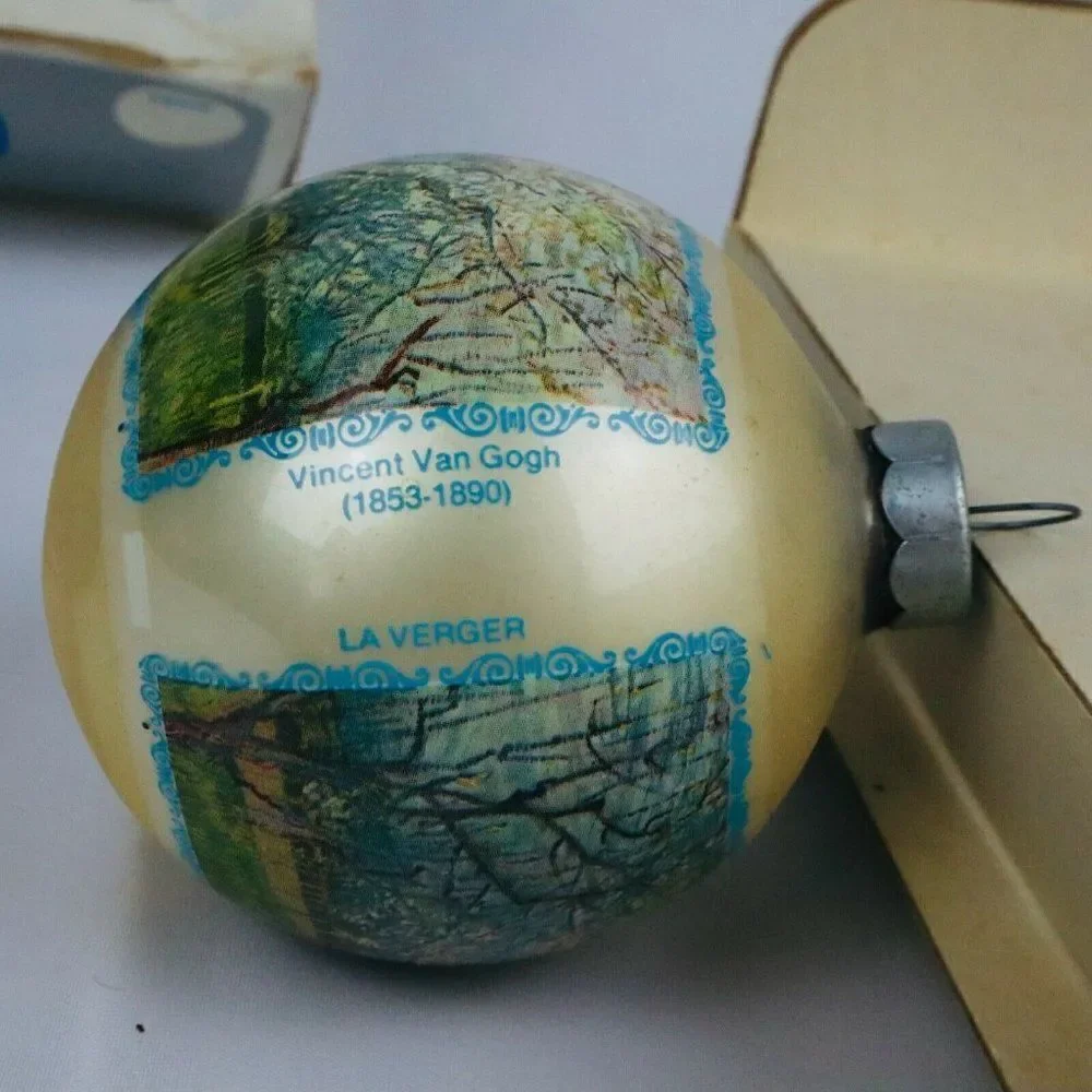 VTG Rare HTF Holly 4 Vincent Van Gogh La Verger Christmas Glass Ornaments USA